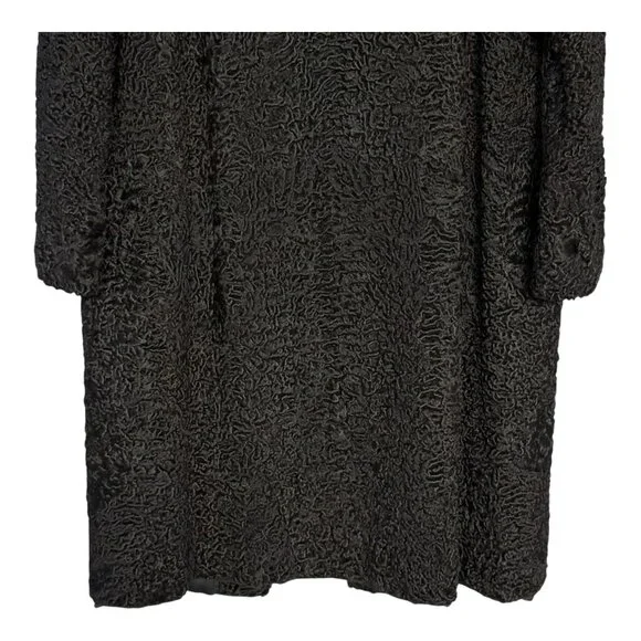 Women’s Black Persian Lamb Coat w Brown Mink Collar Flemington Furs Medium - Picture 10 of 12